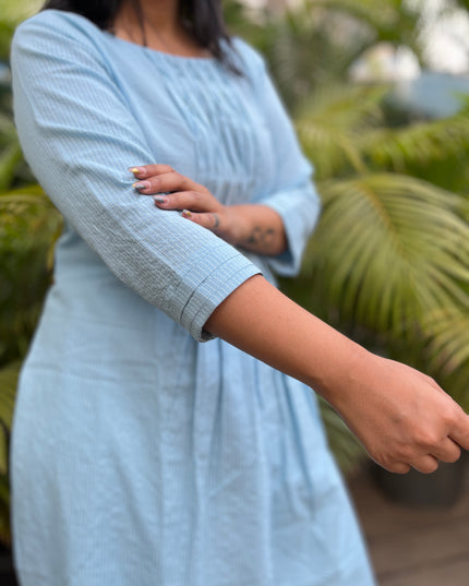 Thread Tales Kantha Cotton Blue Kurti
