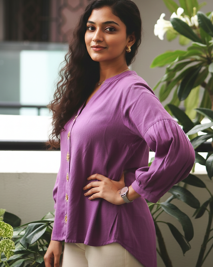 Lavender Sun Blouse Cotton Shirt