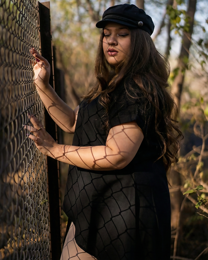 Urban Chic Solid Black Overlay Tunic Top