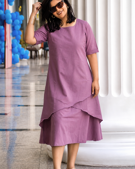 Mellow Maharani Overlap Cotton Onion Pink Midi Dress