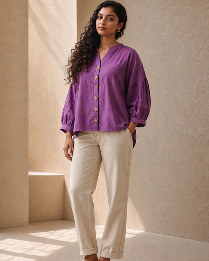 Lavender Sun Blouse Cotton Shirt