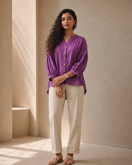 Lavender Sun Blouse Cotton Shirt