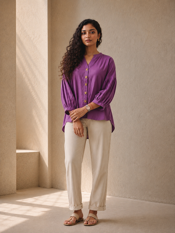 Lavender Sun Blouse Cotton Shirt