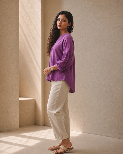 Lavender Sun Blouse Cotton Shirt