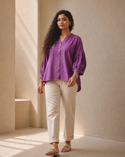 Lavender Sun Blouse Cotton Shirt