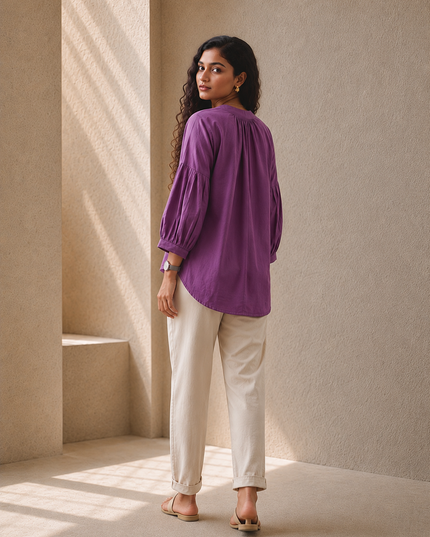 Lavender Sun Blouse Cotton Shirt