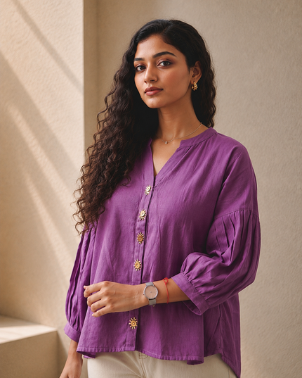 Lavender Sun Blouse Cotton Shirt