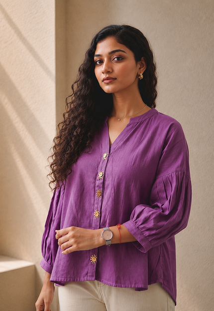 Lavender Sun Blouse Cotton Shirt