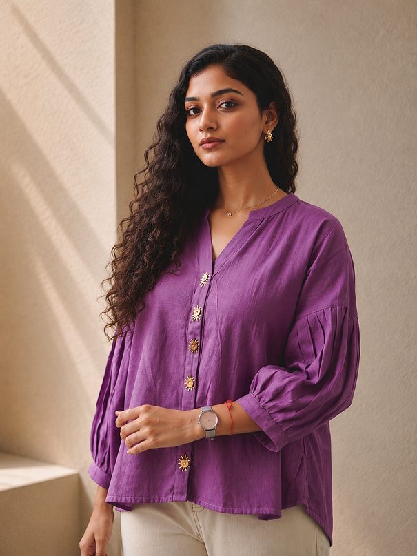 Lavender Sun Blouse Cotton Shirt