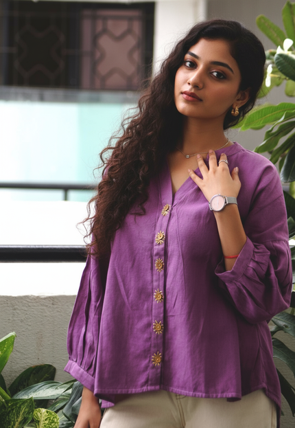 Lavender Sun Blouse Cotton Shirt